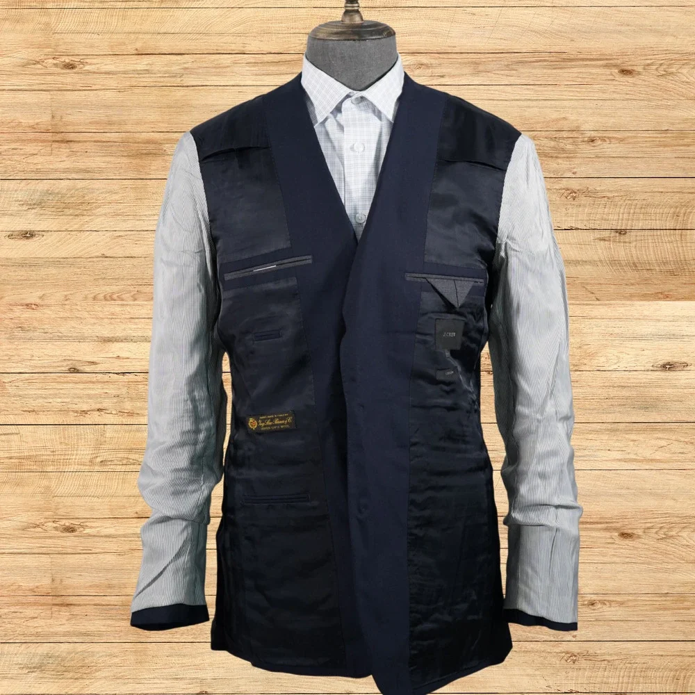 J.Crew Ludlow Mens 40L Suit Jacket Navy Loro Piana Super 120s Wool 2 Button